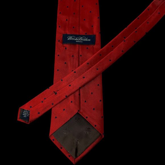 Vintage Brooks Brothers Tie Red/Blue Polka Dot Woven England Made USA Silk. 57” - Picture 15 of 16